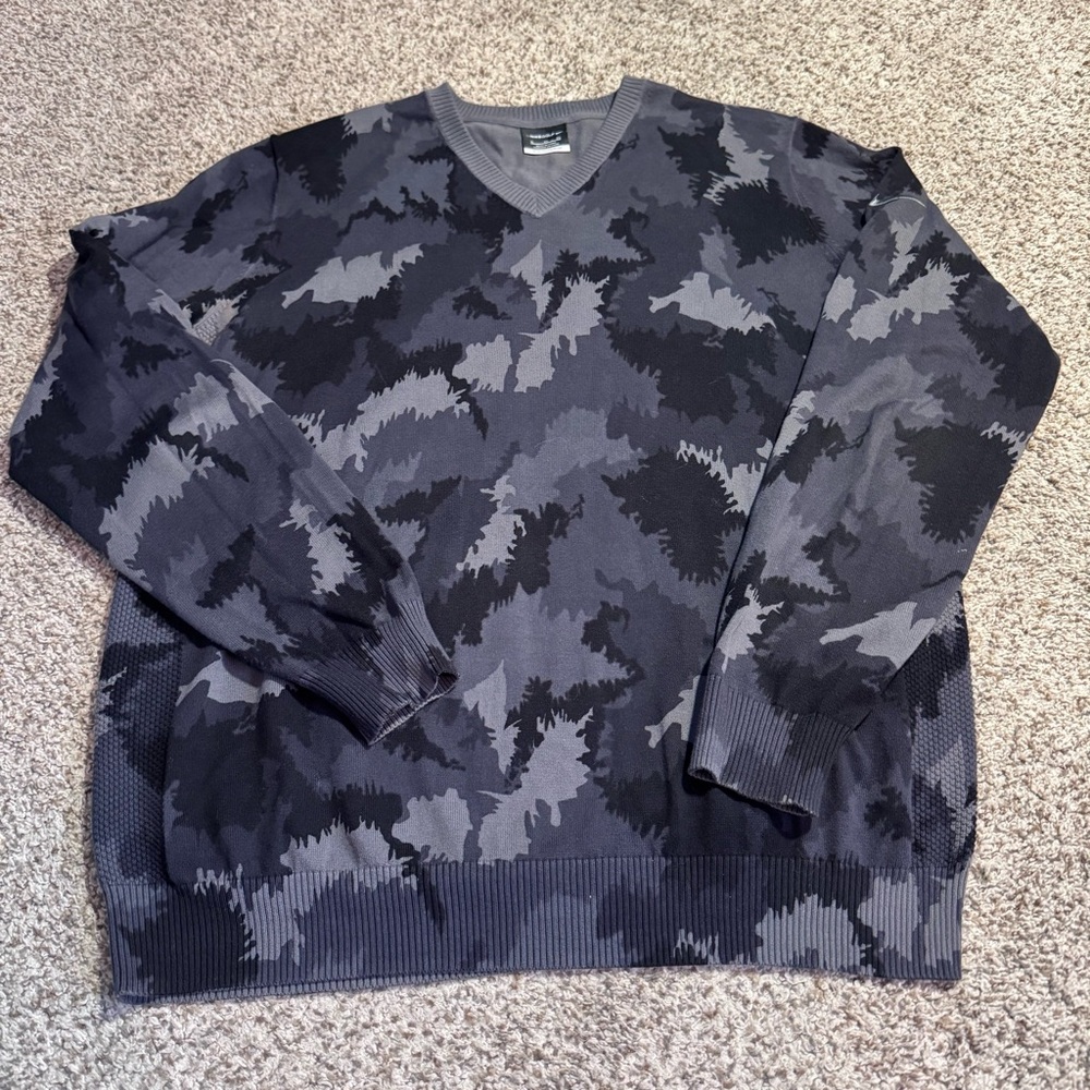 Nike Camo Range V Neck Cotton Sweater- XL